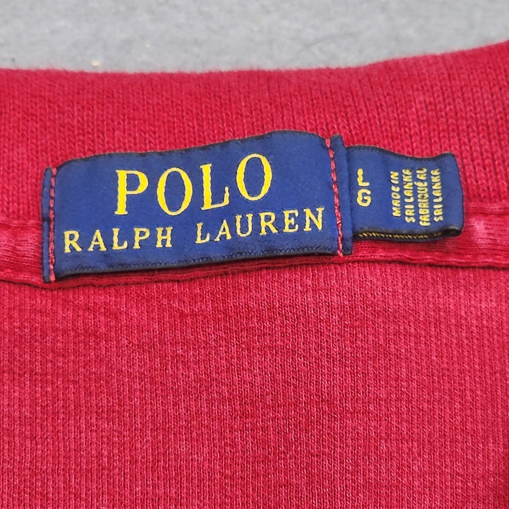 Polo Ralph Lauren Quarter Zip Pullover Red Ribbed Cotton Mens Large - Picture 5 of 8